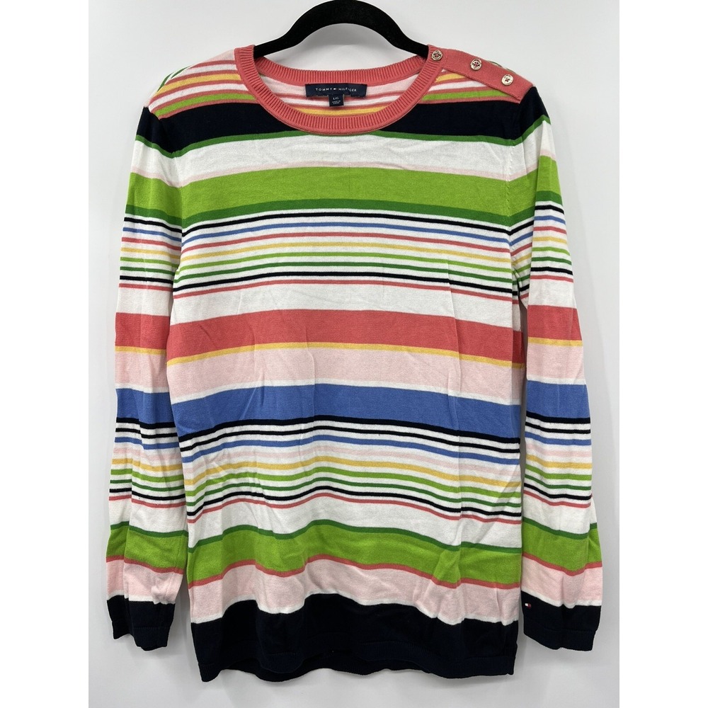 Tommy Hilfiger Y2K Size Large Pullover Sweater Multicolor Striped Preppy